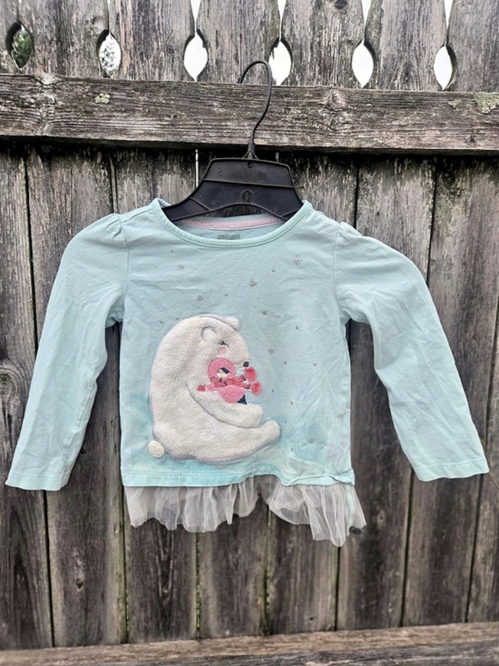 Gymboree Girls 2T Long Sleeve Top Green & Pink